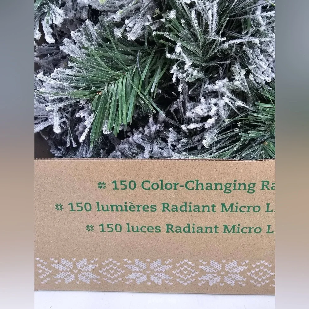 Pre-Lit Snow Flocked Glitter Garland 9ft Christmas Decor New